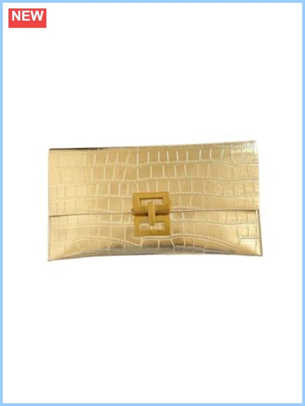 Metallic Faux Leather Crocodile Clutch Evening Bag Envelope Handbag